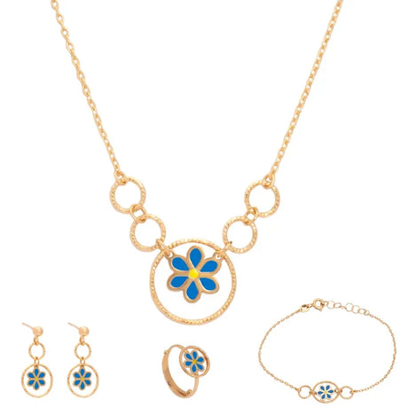 18k gold set, blooming flower
