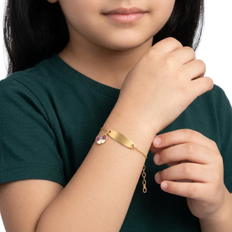 18K Gold Kids Chain Bracelet with Bow Design