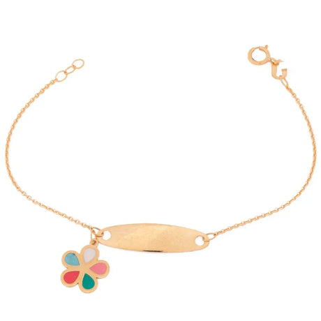 18K Gold Kids Chain Bracelet with Floral Design