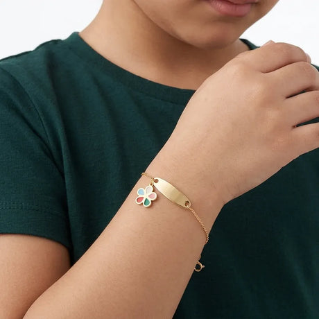 18K Gold Kids Chain Bracelet with Floral Design