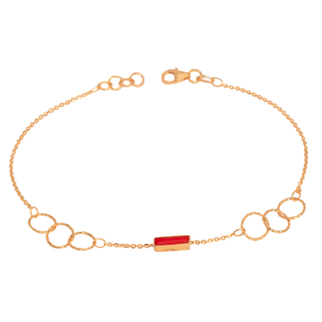 18K Gold Bracelet with Hoops and Rectangular Elements Design