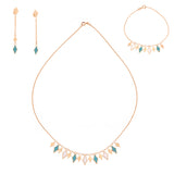 18K Gold Half Set with Colored Design In Turquoise