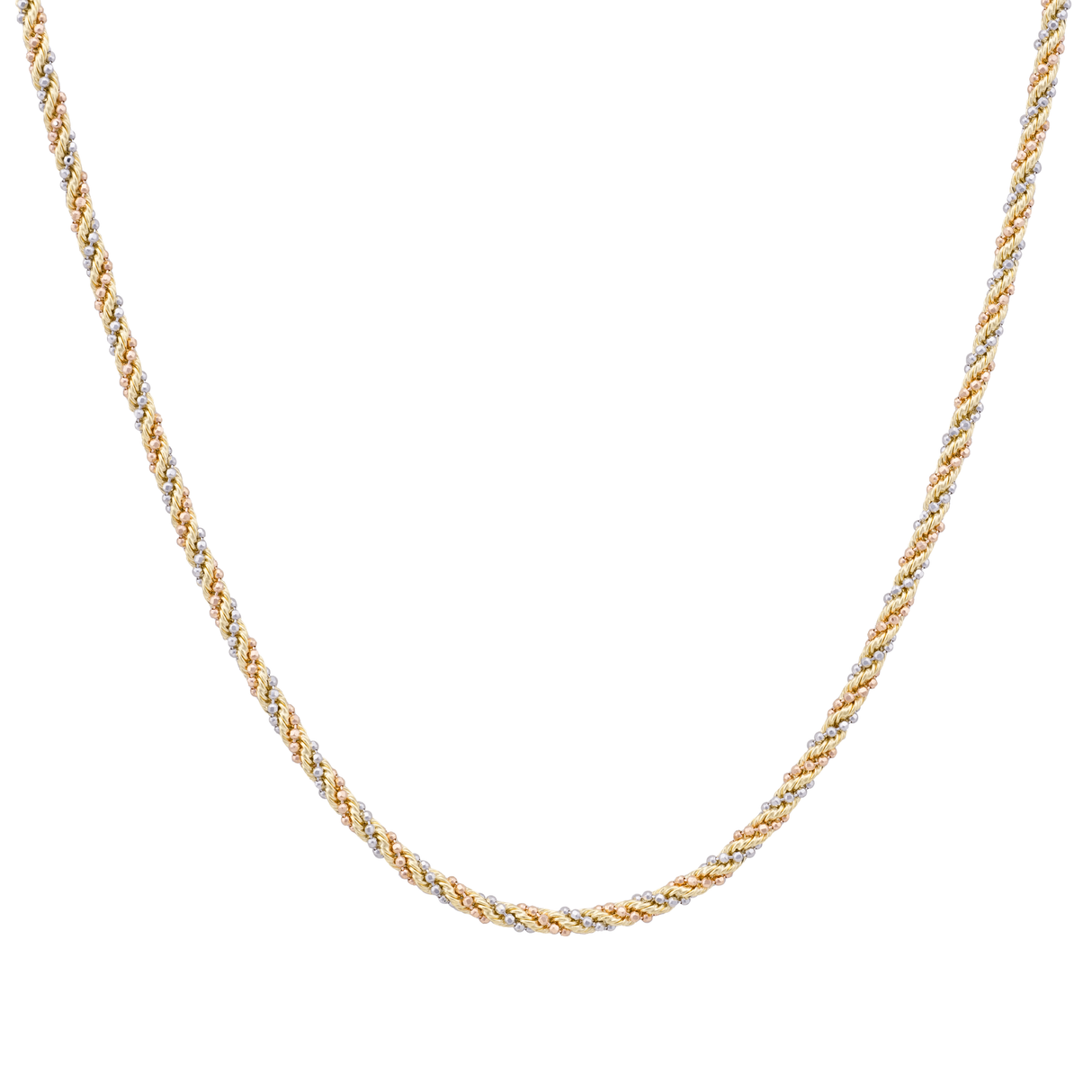 18K Gold Necklace with Triple Design and Beads