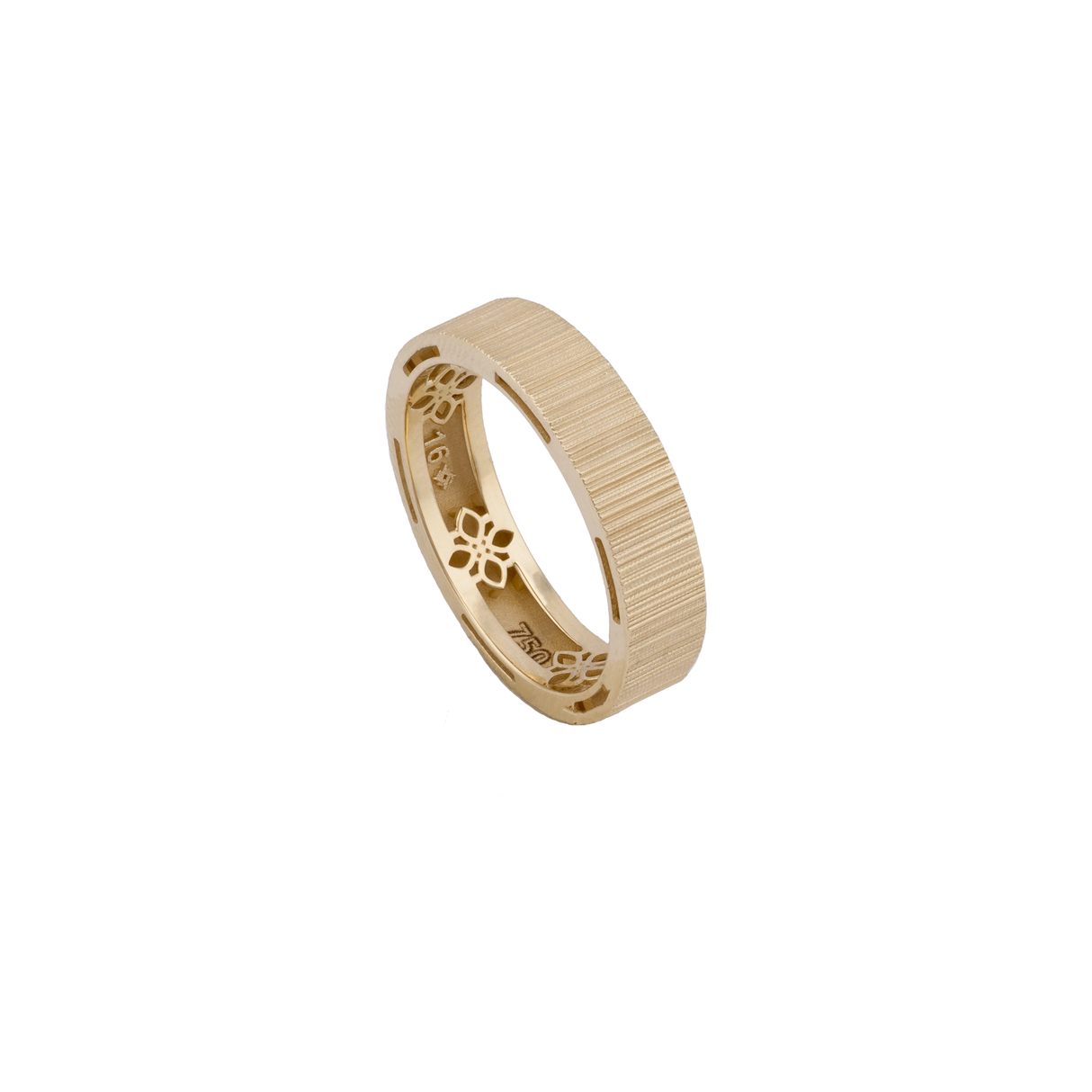 18K Gold Ring with Inner Floral Engravings