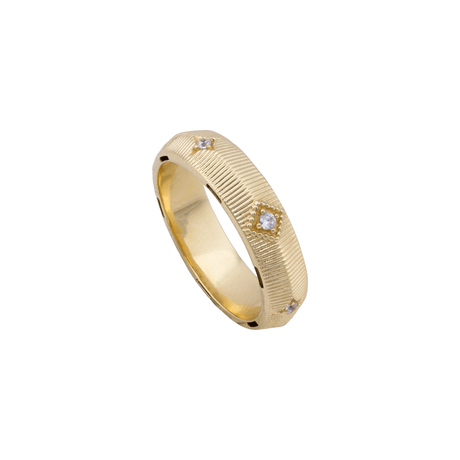 18K Gold Ring with Longitudinal Engravings