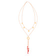 18K Gold Multi Layer Necklace with Disc and Red Charms