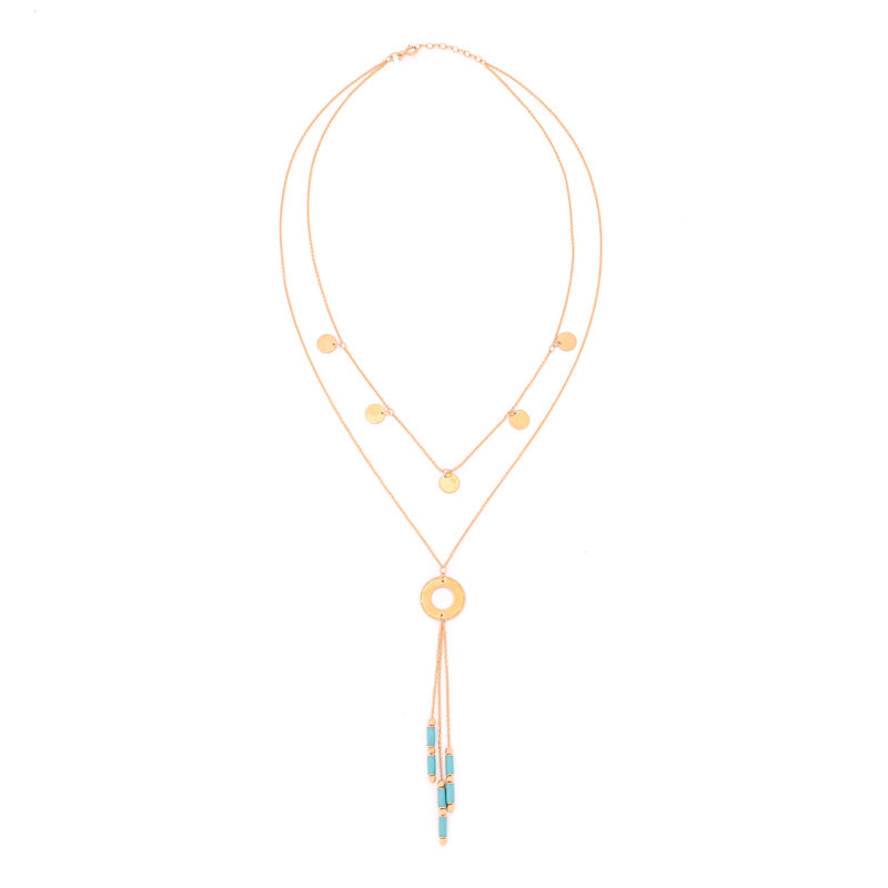 18K Gold Necklace Sunset Moons