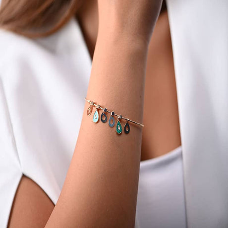 18K Gold Bracelet with Teardrop Shaped Charms