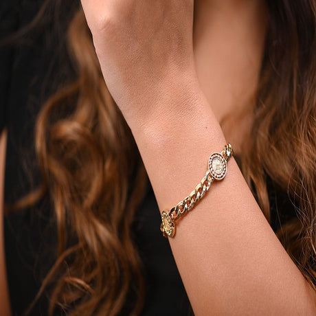 18K Gold Bracelet with Embellished Circles