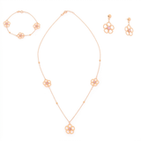 18K Gold Kids' Jewelry Set With Floral & Pink Stone
