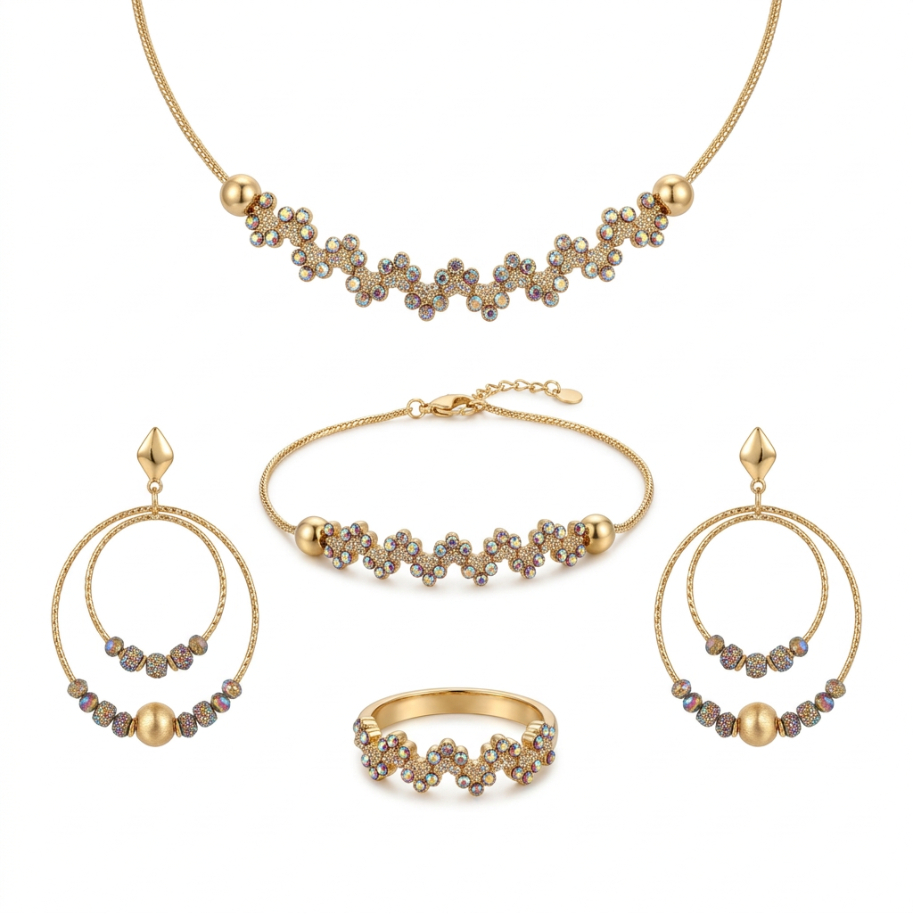 18K Gold Set with Circles Design