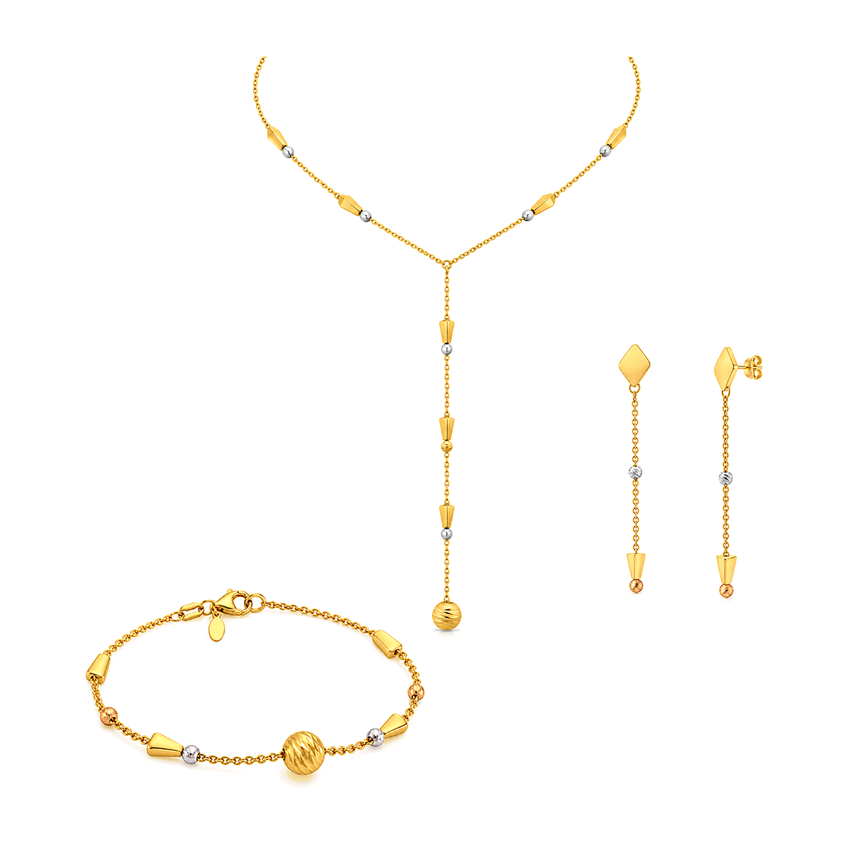 نصف طقم ذهب عيار 18 بتصميم انسيابي رقيق