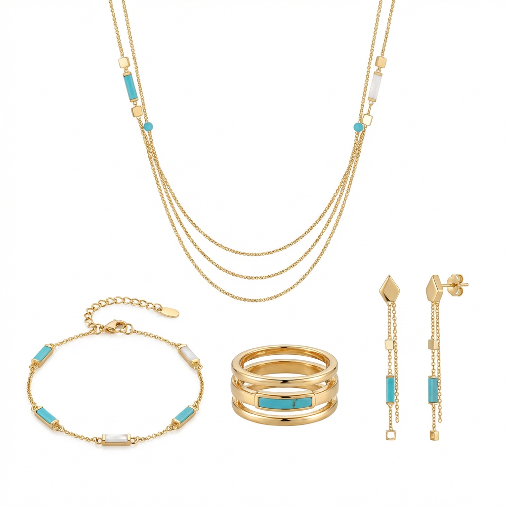 18K Gold Sweet Words Triple Chain Set