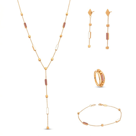 18K Gold Set with Prominent Rectangles