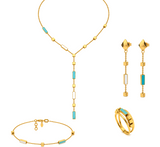 18K Gold Set with A Rectangular Colored Stone