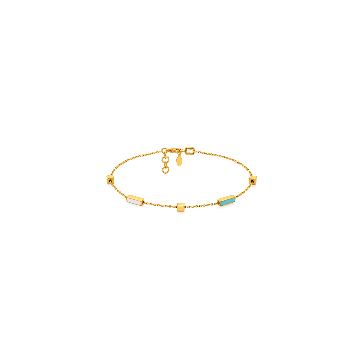 18K Gold Set with A Rectangular Colored Stone