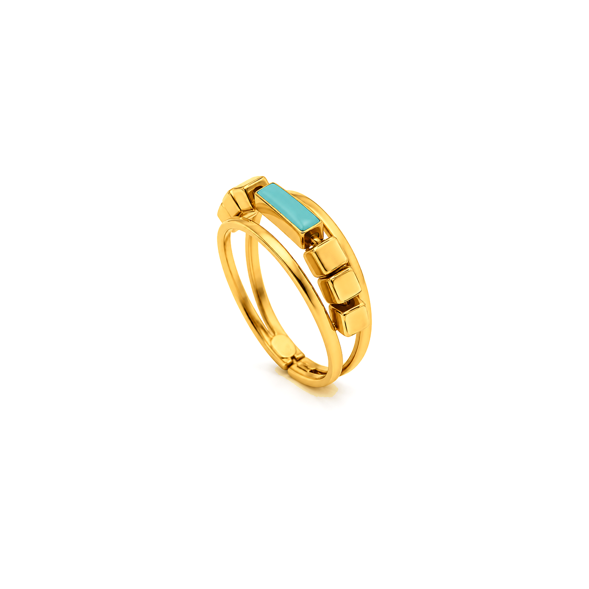 18K Gold Set with A Rectangular Colored Stone