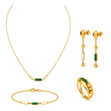 18K Gold Set with Delicate Colorful Rectangle Design