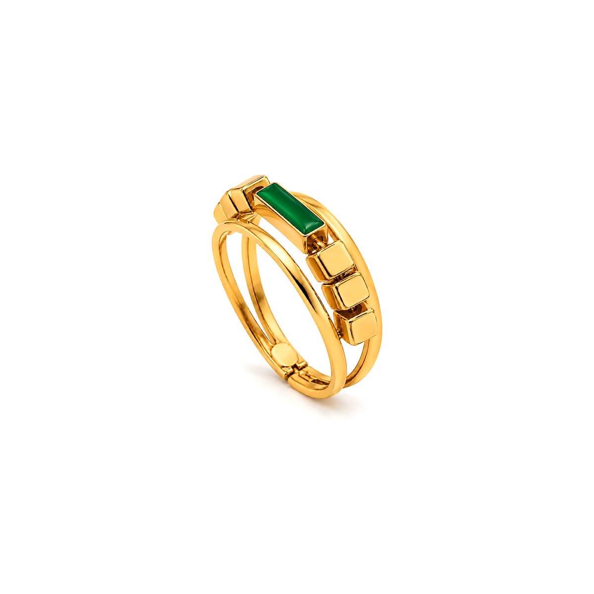 18K Gold Set with Delicate Colorful Rectangle Design