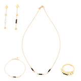 18K Gold Geometric Set with Black and White Stones