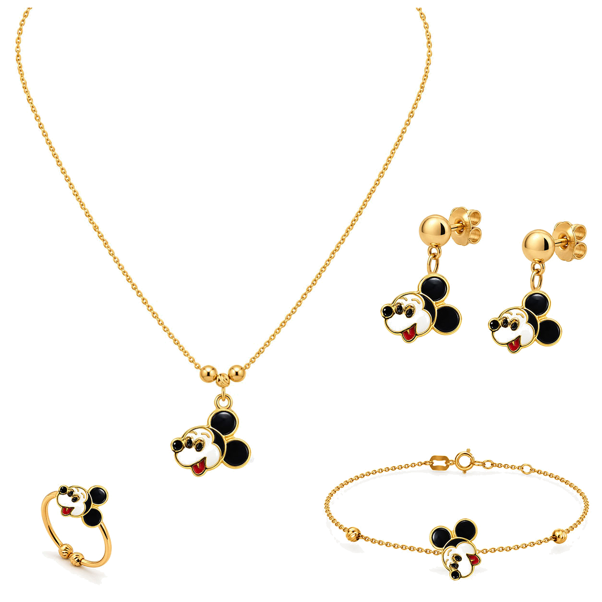 18K Gold Kids Set with Mickey Mouse