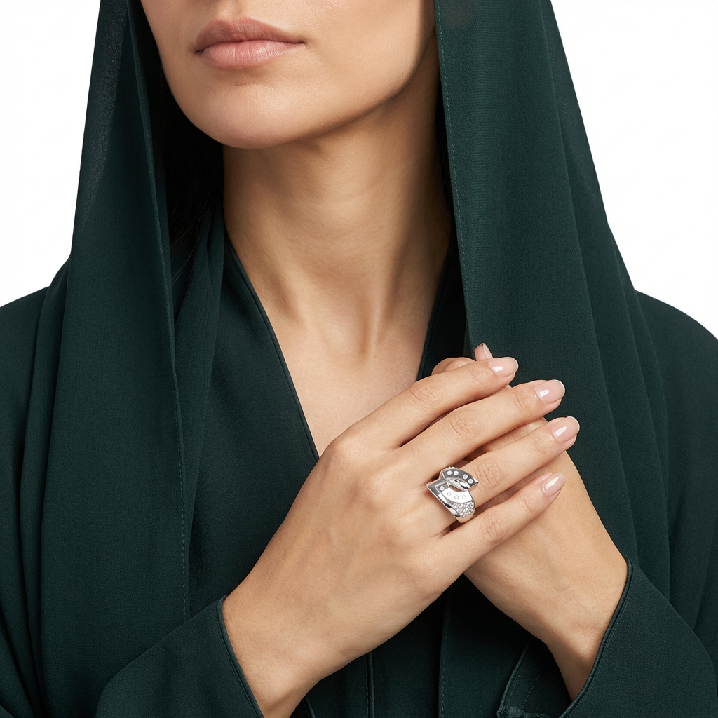 خاتم ذهب أبيض عيار 18