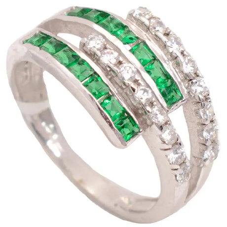 18K Gold Ring with Colorful Interlocking Design and Gemstones