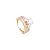 18K Gold Ring with Large Central White Gemstones