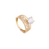 18K Gold Ring with Central White Gemstone