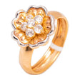18K Gold Ring with Flower Design and Shining Gemstones