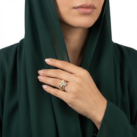 دبلة انجيلكا ذهب عيار 18 بفصوص لامعة