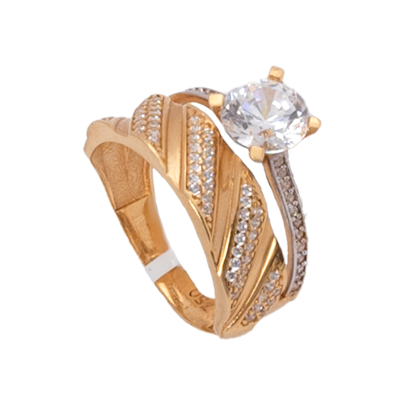 دبلة انجيلكا ذهب عيار 18 بفصوص لامعة