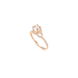 18K Gold Wedding Band with Round Center Stone and Paved Sparkling Stones Design