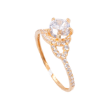 دبلة ويلثي ذهب عيار 18 بحجر دائري وفصوص لامعة