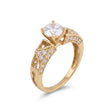 18K Gold Ring with Large Circular Stone and Side Embellishments