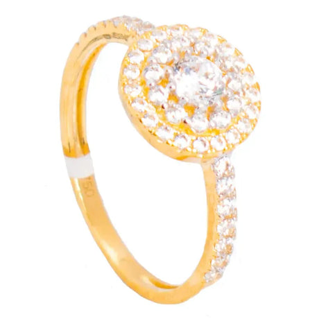 18K Gold Ring with Circular Design and Gemstones