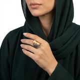 خاتم ذهب عيار 18 بتصميم مزدوج الالوان