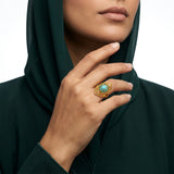 21K Gold Ring with Turquoise Color Design
