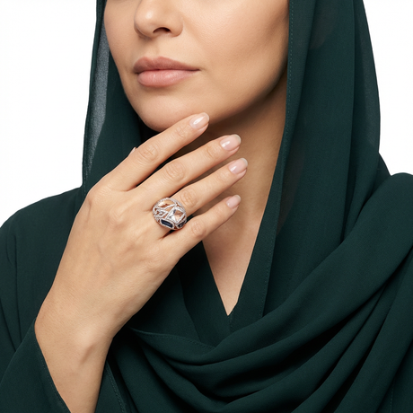 خاتم ذهب عيار 18 بفصوص متعددة