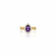 18K Gold Chain Ring with Purple Gemstone