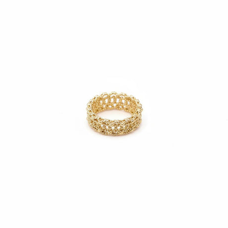 18K Gold Ring with Pearl Beads in Twisted Design