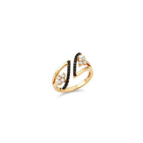 18K Gold Open Ring with Leaf Design