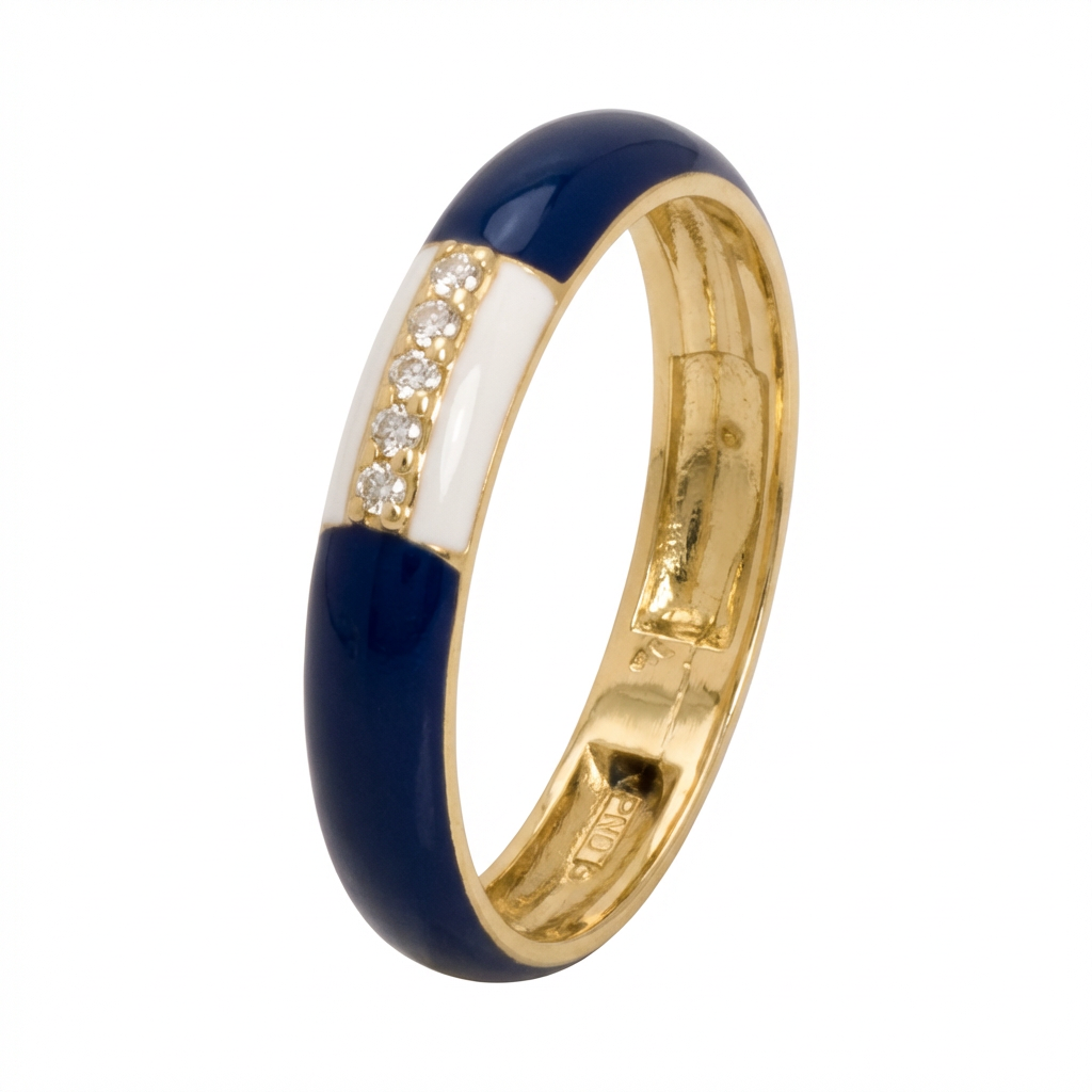 18K Gold Ring with Color Design in Blue