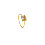 18K Gold Ring with Square Design In White