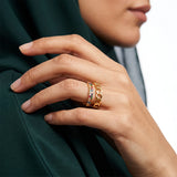 18K Gold Ring with Stones Design In Colorful