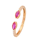 18K Gold Ring with Openwork Gemstones Design In Colorful