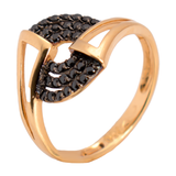 18K Gold Ring with Stone Design In Black