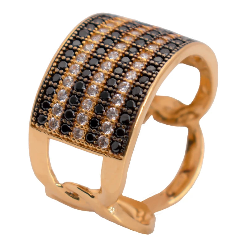 18K Gold Wide Ring with Colorful Gemstones