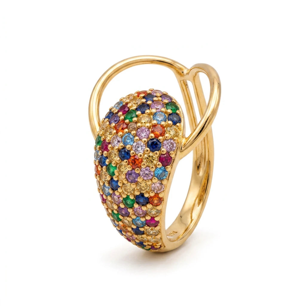 18K Gold Ring with We Miss You Design