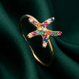 18K Gold Ring with Colorful Star Design